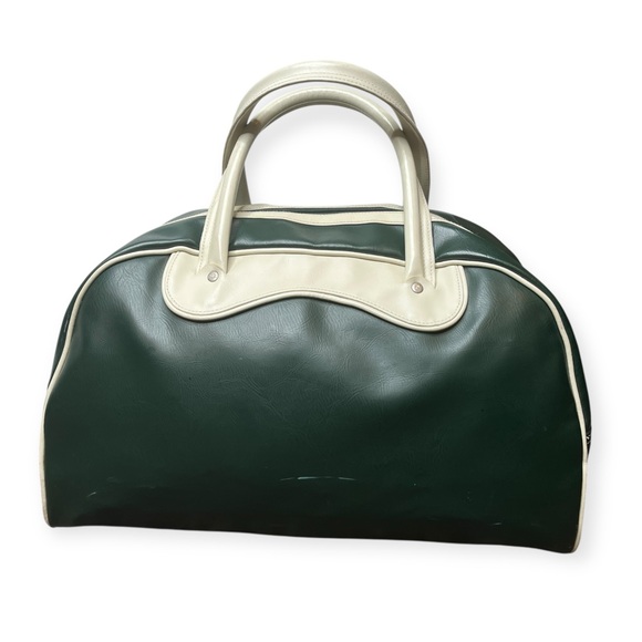 👜 Vintage Roots Canada Beaver Logo Bowling Duffle Bag - Green & Cream - Picture 3 of 16